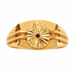 22k Hallmarked Gold Brahma Kumaris Ring – Divine Symbol with Red Stone | Sai Jewellers Abu Road-BKGR15