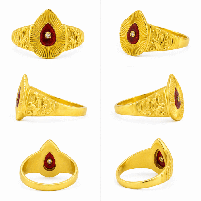 22k Hallmarked Gold Divine Symbol Brahma Kumaris Ring with Diamond | Sai Jewellers -BKGR9 - Image 3