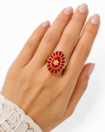 22k Hallmarked Gold Brahma Kumaris Meenakari Handwork Symbol Ring| Sai Jewellers-BKGR1 - Image 2