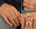 22k Hallmarked Gold Brahma Kumaris Ring – Platinum Finish & Red Meenakari Design | Sai Jewellers -BKGR018 - Image 2