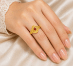 22k Hallmarked Gold Brahma Kumaris Ring – Meena Work Divine Symbol | Sai Jewellers Abu Road-BKGR014 - Image 2