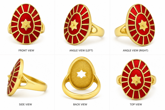 22k Hallmarked Gold Brahma Kumaris Meenakari Handwork Symbol Ring| Sai Jewellers-BKGR1 - Image 3