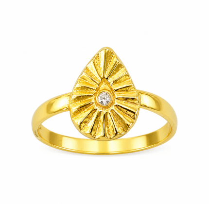 22k Hallmarked Brahma Kumaris Light weight Gold Ring – White Stone Symbol | Sai Jewellers-BKGR7