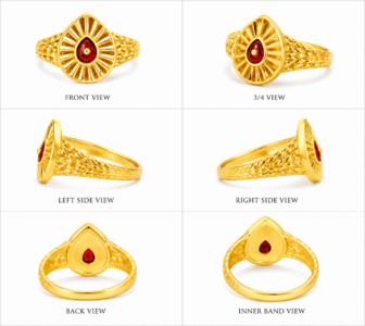 22k Hallmarked Gold Brahma Kumaris Ring – Meena Work Divine Symbol | Sai Jewellers Abu Road-BKGR014 - Image 3