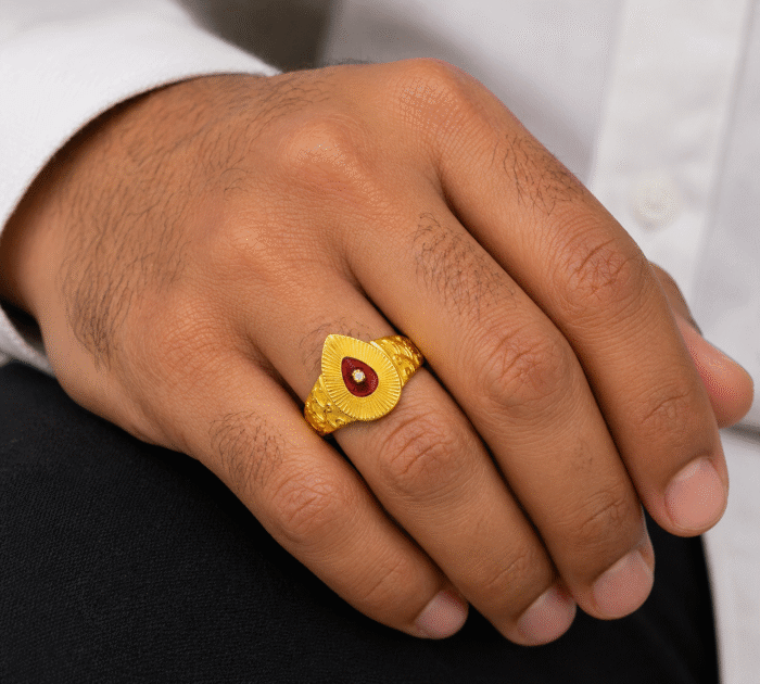 22k Hallmarked Gold Divine Symbol Brahma Kumaris Ring with Diamond | Sai Jewellers -BKGR9 - Image 2
