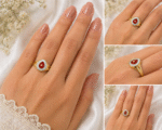 22k Hallmarked Gold Brahma Kumaris Ring – Platinum Finish & Red Meenakari Design | Sai Jewellers -BKGR018 - Image 3
