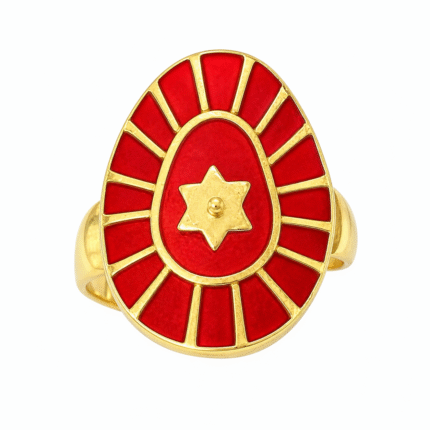 22k Hallmarked Gold Brahma Kumaris Ring – Meenakari Handwork Divine Symbol | Sai Jewellers-BKGR1
