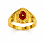 22k Hallmarked Gold Brahma Kumaris Ring with Red Meenakari – Om Shanti Spiritual Jewelry | Sai Jewellers -BKGR017