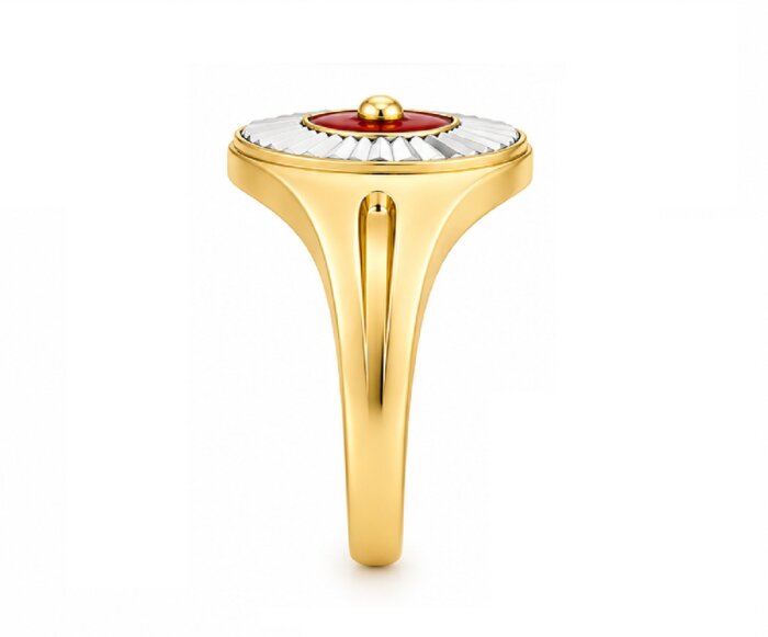 22k Hallmarked Gold Brahma Kumaris Ring – Platinum Finish & Red Meenakari Design | Sai Jewellers -BKGR018 - Image 5