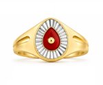 22k Hallmarked Gold Brahma Kumaris Ring – Platinum Finish & Red Meenakari Design | Sai Jewellers -BKGR018
