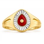 22k Hallmarked Gold Brahma Kumaris Ring – Platinum Finish & Red Meenakari Design | Sai Jewellers -BKGR018