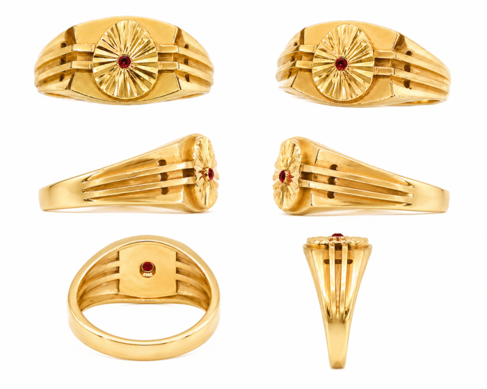 22k Hallmarked Gold Brahma Kumaris Ring – Divine Symbol with Red Stone | Sai Jewellers Abu Road-BKGR15 - Image 3