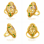 22K Hallmarked Gold Rajasthani Ring – Traditional Floral Design with Colorful Stones (3.490 gm) | Sai Jewellers-SSJGRR2 - Image 3