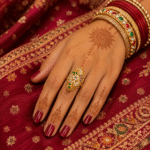 22K Hallmarked Gold Rajasthani Ring – Traditional Floral Design with Colorful Stones (3.490 gm) | Sai Jewellers-SSJGRR2 - Image 2