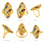 22K Hallmarked Gold Rajasthani Ring – Traditional Floral Design with Colorful Gemstones | Sai Jewellers-SSJGRR3 - Image 3