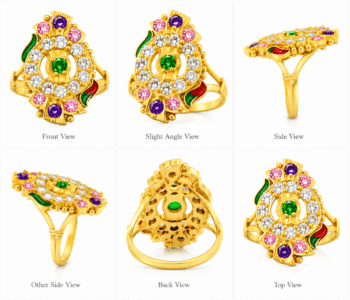 22K Hallmarked Gold Rajasthani Ring – Traditional Multicolor Gemstone Design | Sai Jewellers-SSJGRR4 - Image 3