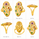 22K Hallmarked Gold Rajasthani Ring – Traditional Floral Multicolor Gemstone Design | Sai Jewellers-SSJGRR5 - Image 3