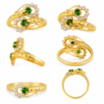 22K Hallmarked Lightweight Gold Ring – Elegant Green & White Stone Design | Sai Jewellers-SSJGRR9 - Image 2