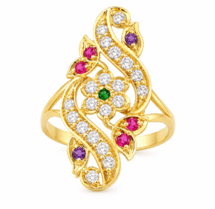 22K Hallmarked Gold Rajasthani Ring – Elegant Multi‑Color Stone Design (4.590 gm) | Sai Jewellers-SSJGRR10