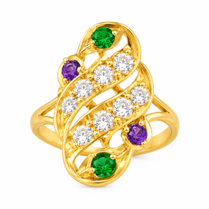 22K Hallmarked Gold Rajasthani Ring – Ornate Multicolor Stone Design | Sai Jewellers-SSJGRR12