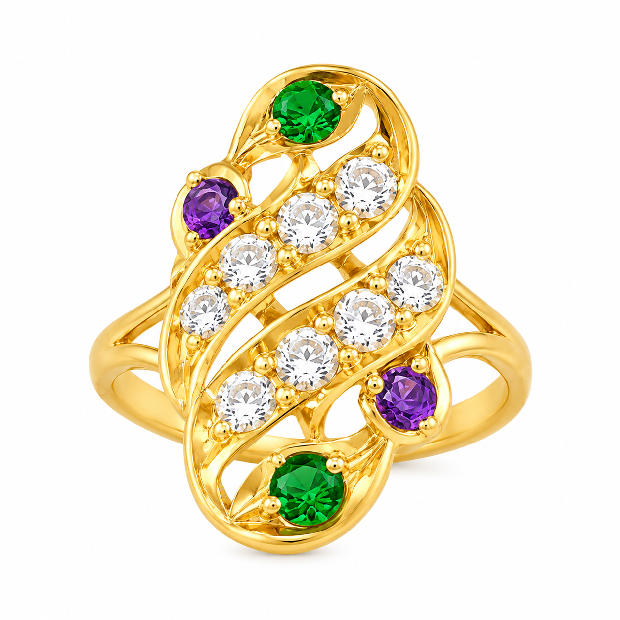 g39 22K Hallmarked Gold Rajasthani Ring – Ornate Multicolor Stone Design | Sai Jewellers-SSJGRR12