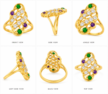 22K Hallmarked Gold Rajasthani Ring – Ornate Multicolor Stone Design | Sai Jewellers-SSJGRR12 - Image 2