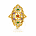 22K Hallmarked Gold Rajasthani Ring – Traditional Design with Colorful Stones | Sai Jewellers-SSJGRR1