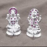 Silver Lakshmi Ganesh ji with Stone Studded Idol Diwali Collection
