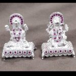 Silver Lakshmi Ganesh ji with Stone Studded Idol Diwali Collection