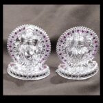 Silver Lakshmi Ganesh ji with Stone Studded Idol Diwali Collection