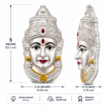 925 Hallmarked Silver Laxmi Face – Lightweight 63.3 gm (5.02 inch Height) | Sai Jewellers - Image 2