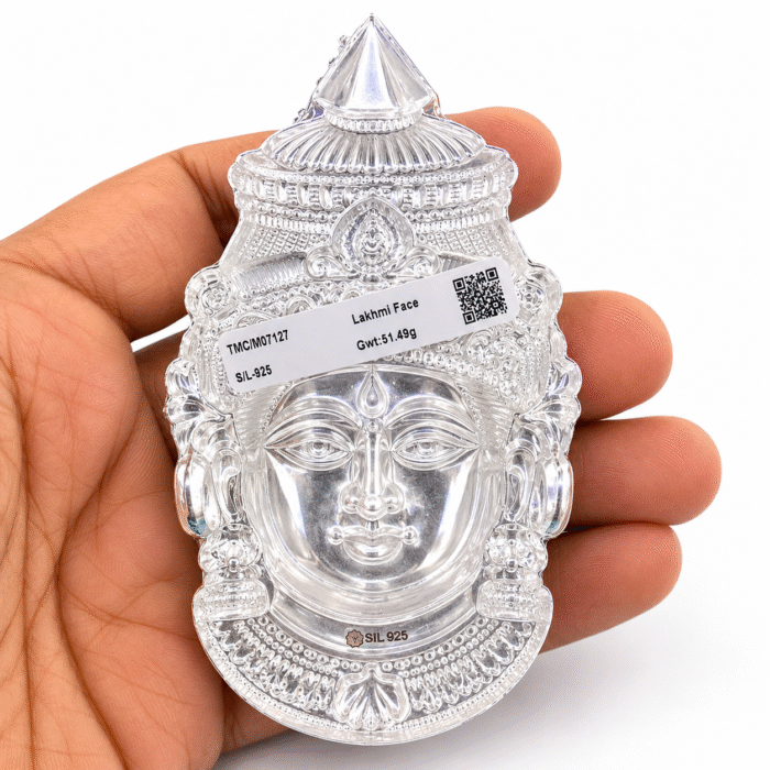925 Hallmarked Silver Laxmi Face – Lightweight 51.490 gm (4.02 inch Height) | Sai Jewellers - Image 4