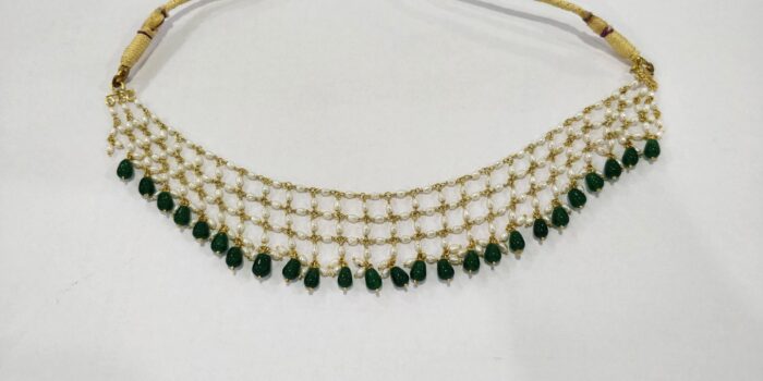 Gold Rajasthani Pearl Necklace -SSJGRA004 - Image 1