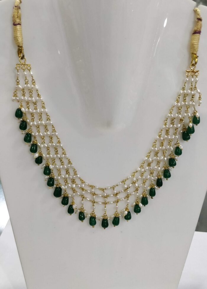 Gold Rajasthani Pearl Necklace -SSJGRA004 - Image 2