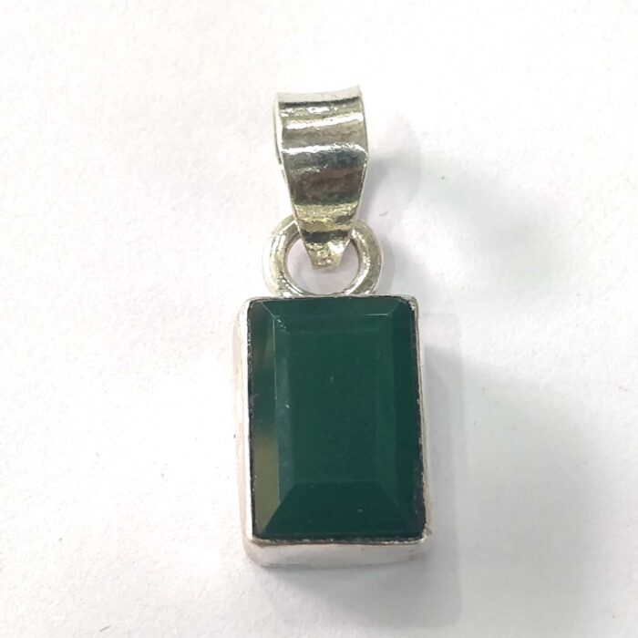 ps10 Oxidized 925 Sterling  Silver Green Onex Studded Pendant | Silver Pendant | Gift for Girl Friend | Green Onex  Stone Studded - Image 3