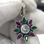 Oxidized 925 Sterling  Silver Stone Studded Pendant | Silver Pendant | Gift for Girl Friend |  Stone Studded - Image 2