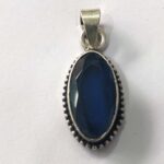 Oxidized 925 Sterling  Silver Blue Citrine Stone Studded Pendant | Silver Pendant | Gift for Girl Friend | Blue Citrine Studded