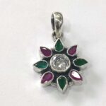 Oxidized 925 Sterling  Silver Stone Studded Pendant | Silver Pendant | Gift for Girl Friend |  Stone Studded