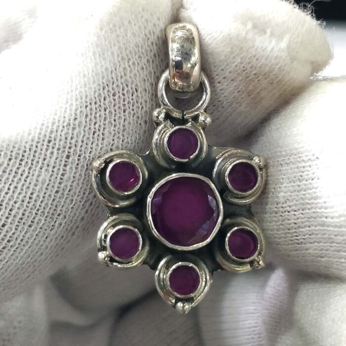 Oxidized 925 Sterling  Silver Stone Studded Pendant | Silver Pendant | Gift for Girl Friend |  Stone Studded - Image 2