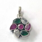 Oxidized 925 Sterling  Silver Stone Studded Pendant | Silver Pendant | Gift for Girl Friend |  Stone Studded