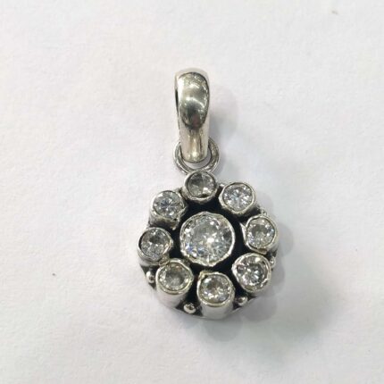 Oxidized 925 Sterling  Silver Stone Studded Pendant | Silver Pendant | Gift for Girl Friend | White Stone Studded (Copy)
