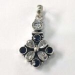Oxidized 925 Sterling  Silver Stone Studded Pendant | Silver Pendant | Gift for Girl Friend | Blue & White Stone Studded