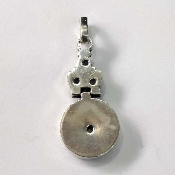 Oxidized 925 Sterling  Silver Coin & Stone Studded Pendant | Silver Pendant | Gift for Girl Friend | White Stone Studded - Image 3