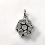 Oxidized 925 Sterling  Silver Stone Studded Pendant | Silver Pendant | Gift for Girl Friend |  White Stone Studded