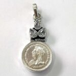Oxidized 925 Sterling  Silver Coin & Stone Studded Pendant | Silver Pendant | Gift for Girl Friend | White Stone Studded