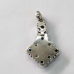 Oxidized 925 Sterling  Silver Stone Studded Pendant | Silver Pendant | Gift for Girl Friend | Blue & White Stone Studded - Image 3