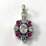 Oxidized 925 Sterling  Silver Stone Studded Pendant | Silver Pendant | Gift for Girl Friend | Red White Stone Studded