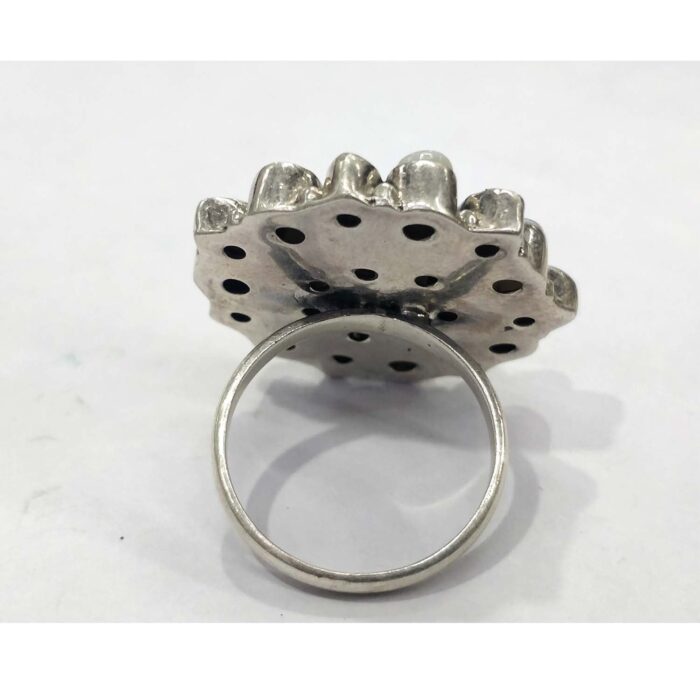 Oxidized 925 Sterling  Silver Women Ring Adjustable | Silver Rings | Gift for Wife | Pearl Studded - Image 3