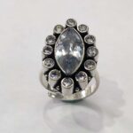 Oxidized 925 Sterling Silver Women Ring Adjustable | Silver Rings | Gift for Girl Friend | Stone Studded