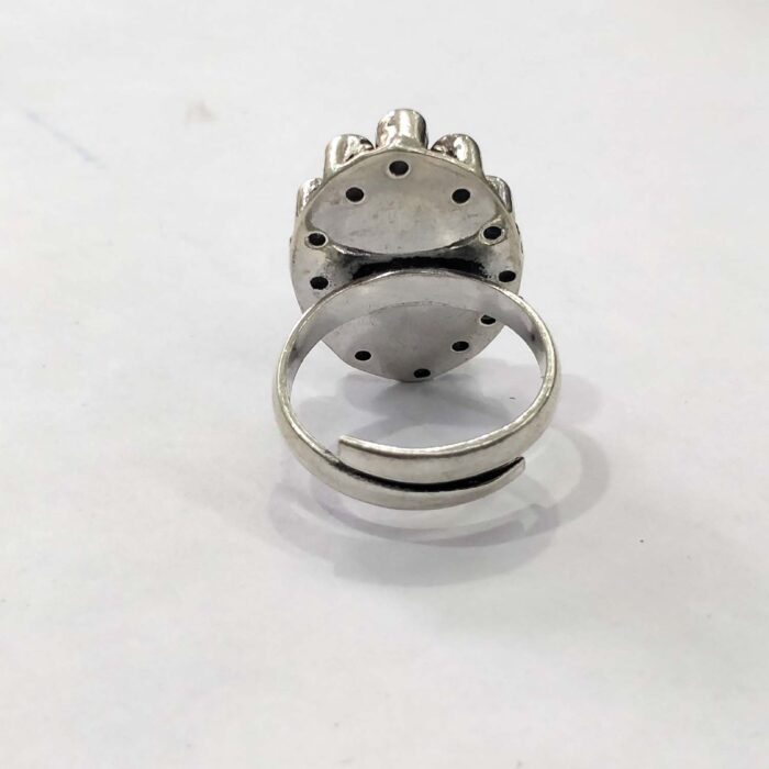 Oxidized 925 Sterling Silver Women Ring Adjustable | Silver Rings | Gift for Girl Friend | Stone Studded - Image 3
